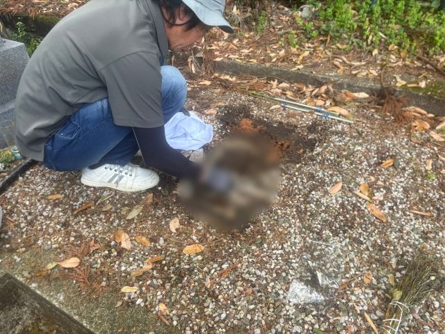 大垣市安楽寺　お墓リフォーム　①墓石解体